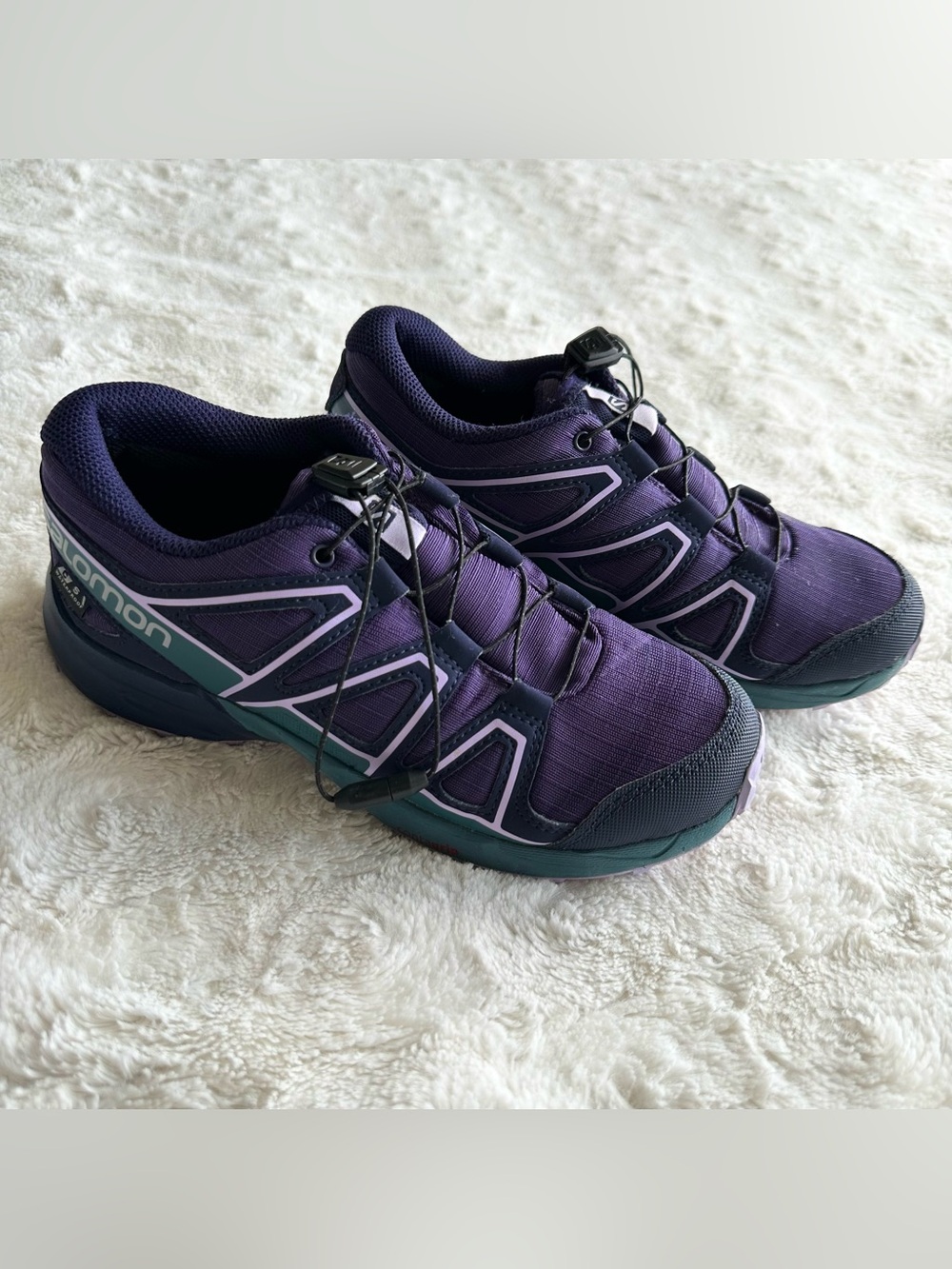 Salomon Trail Running Sneakers Shoes Girls 3 Purple Speedcross Waterproof Hiking